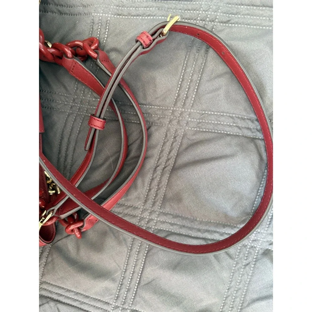 Michael‎ Kors Red Saffiano Leather Satchel Crossbody Bag Gold Hardware